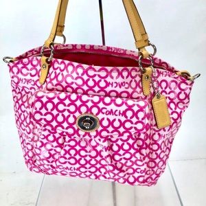 Coach pink and white fab bag